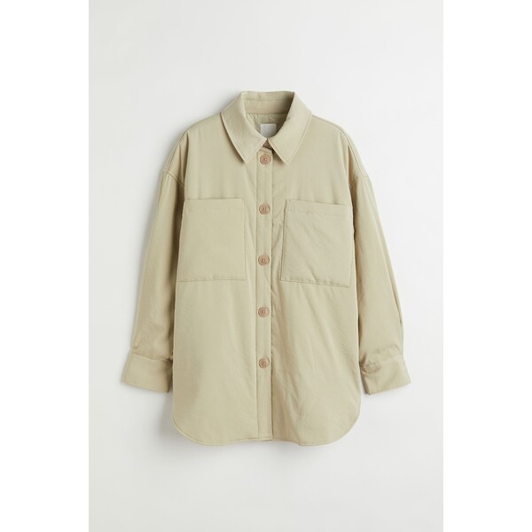 H&M Watowana kurtka koszulowa - 1040740001 Jasny zielonobeżowy