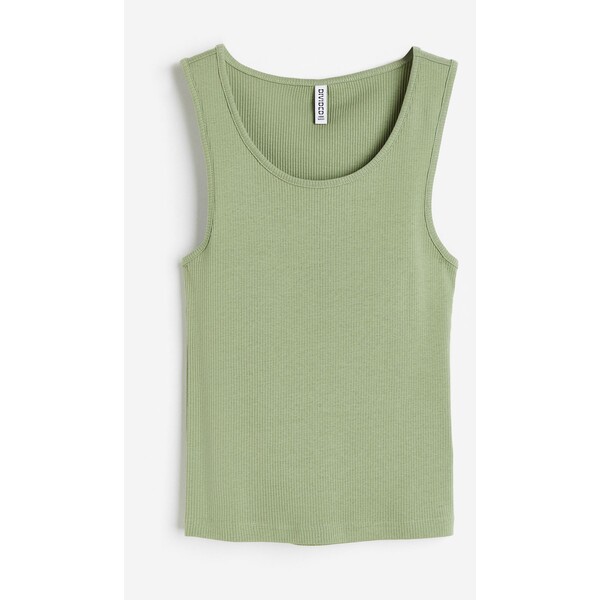 H&M Bawełniana koszulka w prążki - 1128496006 Zielony