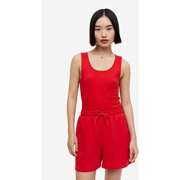 H&M Bawełniana koszulka w prążki - 1128496006 Czerwony