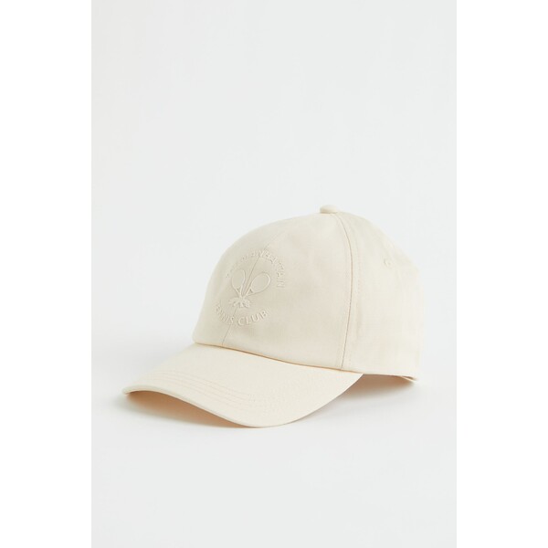 H&M Bawełniana czapka z daszkiem - 1036781002 Kremowy