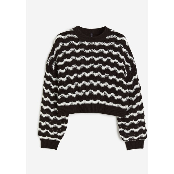 H&M Ażurowy sweter - 1130335001 Czarny/Paski