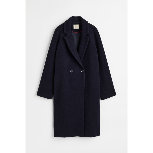 H&M Dwurzędowy płaszcz z domieszką wełny - 1094154001 Granatowy