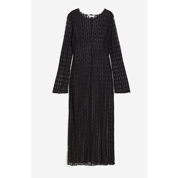 H&M Koronkowa sukienka - Okrągły dekolt - Długi rękaw - 1171201008 Czarny