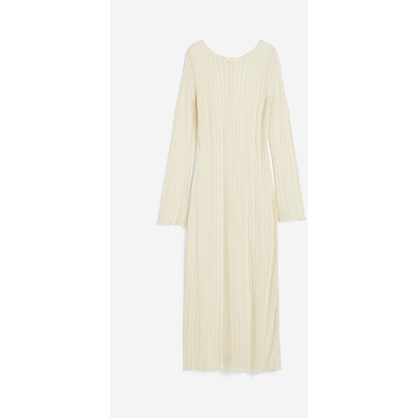 H&M Koronkowa sukienka - Okrągły dekolt - Długi rękaw - 1171201008 Kremowy