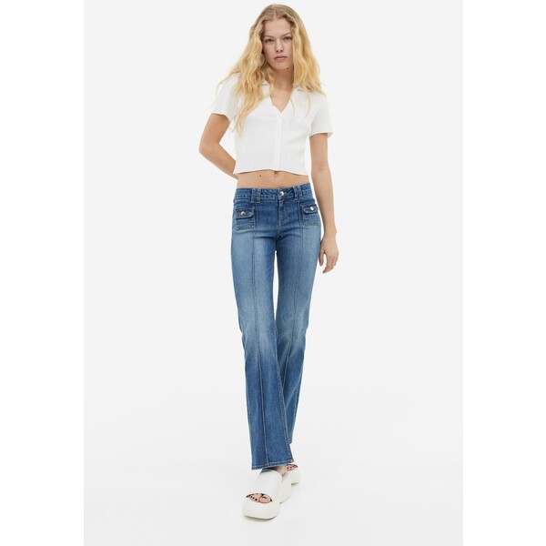 H&M Flared Low Cargo Jeans - 1155896003 Niebieski denim