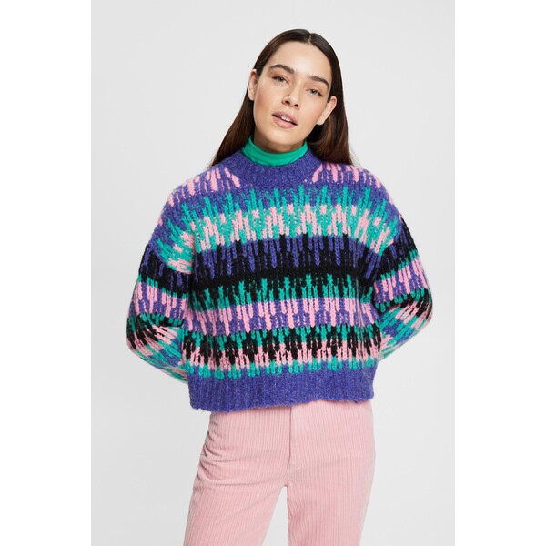 Esprit Kolorowy sweter o grubym splocie wykonany z mieszanki wełnianej 122CC1I309_413