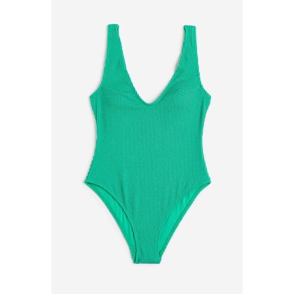H&M Kostium kąpielowy High Leg - Bardzo głęboki dekolt - Bez rękawów - 1051627001 Zielony