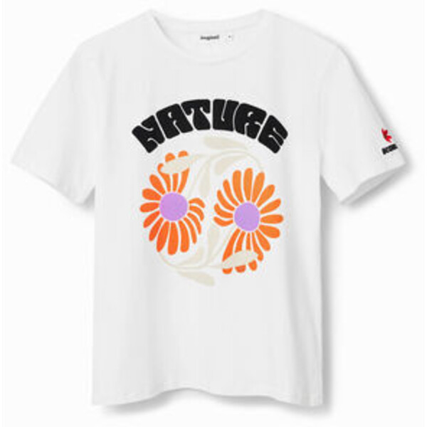 Desigual Koszulka „Save Nature” kwiaty 22WWTK411000
