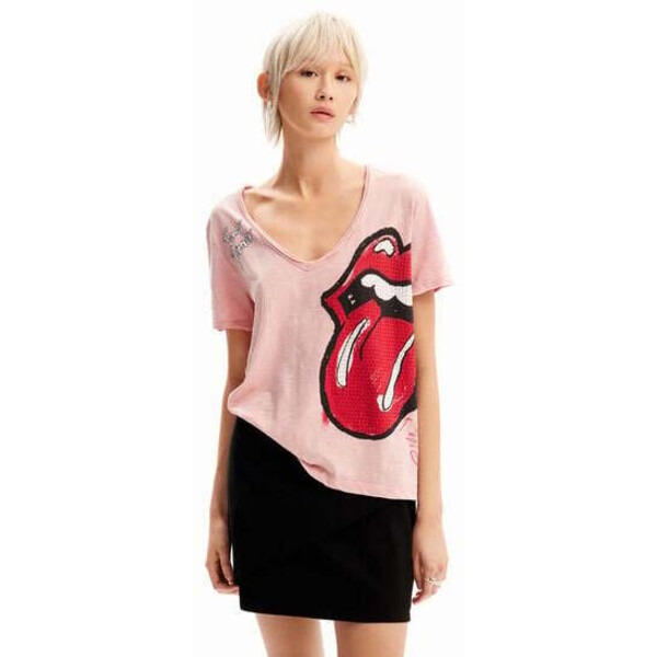 Desigual Koszulka koraliki strass The Rolling Stones 24SWTK303025