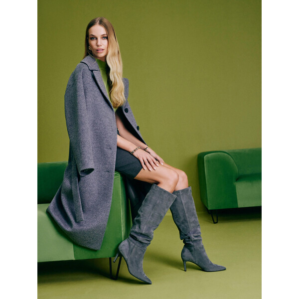 Taranko Kozaki na obcasie z marszczonej skóry naturalnej R3BT09S