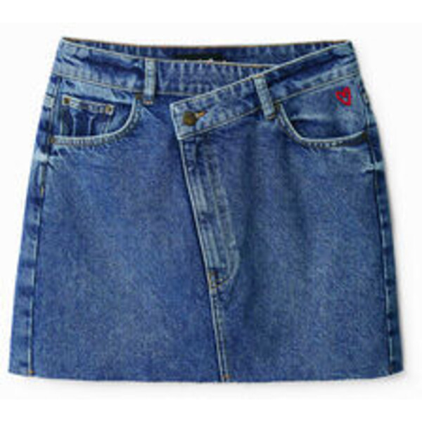 Desigual Jeansowa mini spódniczka z poprzeczną talią 22WWFD025053