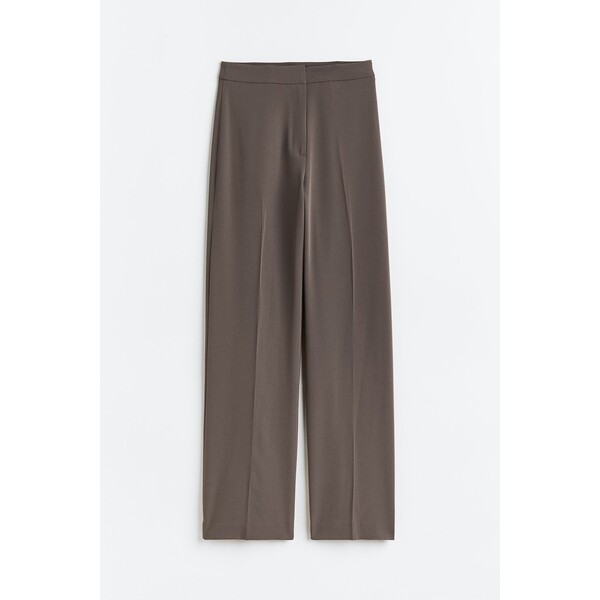 H&M Szerokie spodnie - Wysoka talia - Długa - -ONA 0877769039 Ciemny brązowoszary