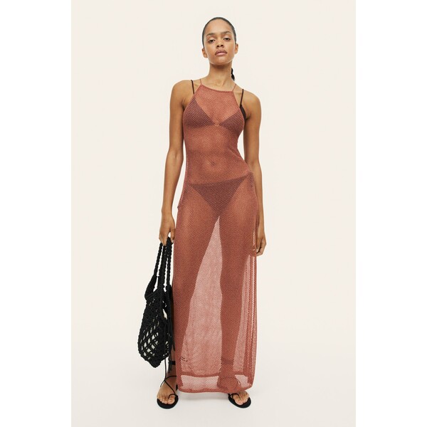 H&M Plażowa sukienka z ażurowej dzianiny - 1166911001 Rdzawoczerwony
