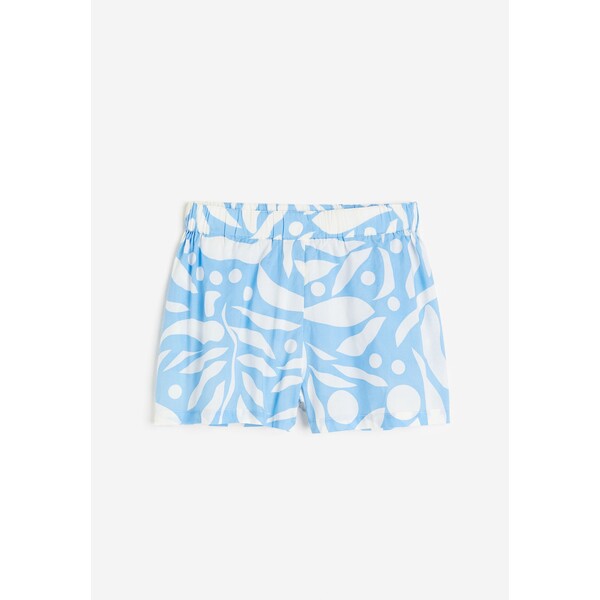 H&M Krepowane szorty plażowe - Wysoka talia - Krótka - 1079480001 Niebieski/Wzór