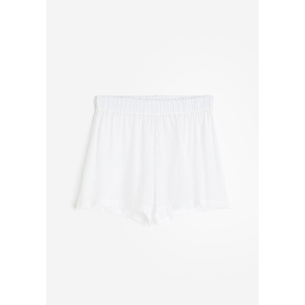 H&M Krepowane szorty plażowe - Wysoka talia - Krótka - 1079480001 Biały