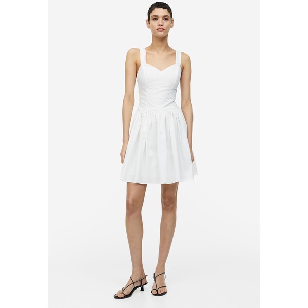 H&M Bawełniana sukienka z wiązanym detalem - 1164669001 Biały