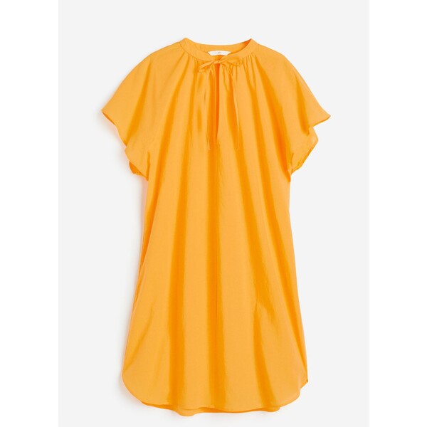 H&M Bawełniana sukienka tunikowa - Dekolt w serek - Krótki rekaw - 1126550002 Żółty