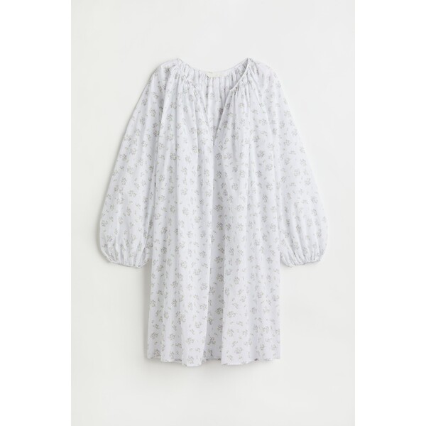 H&M Bawełniana sukienka trapezowa - 1058984006 Biały/Kwiaty