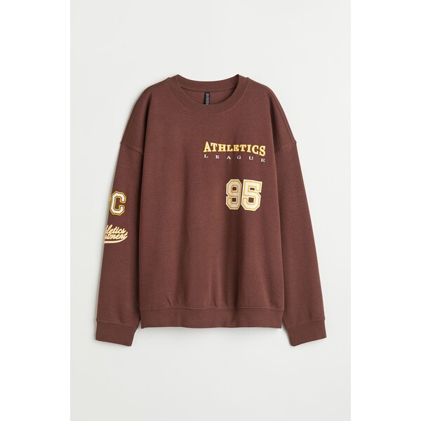 H&M Bluza oversize - 1016539020 Ciemnobrązowy/Athletics League
