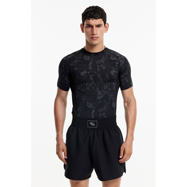 H&M T-shirt sportowy DryMove™ - Okrągły dekolt - Krótki rekaw - - ON 1168526002 Ciemnoszary/Wzór