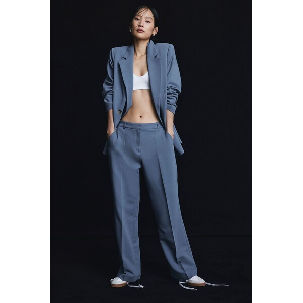 H&M Proste spodnie - Normalna talia - Długa - -ONA 1138553014 Zakurzony błękit