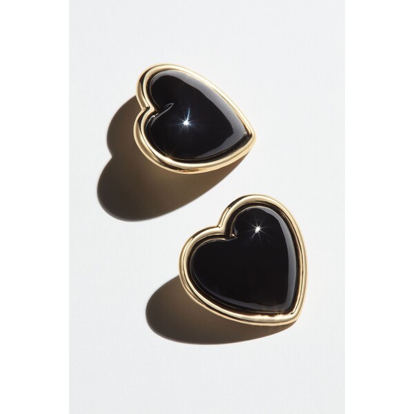 H&M Kolczyki w kształcie serca - 1201241004 Czarny