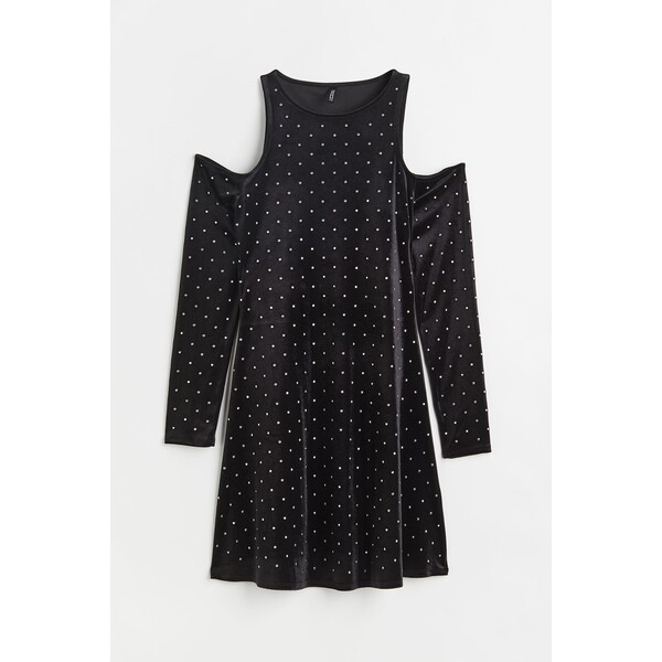 H&M Sukienka z wycięciami na ramionach - Okrągły dekolt - Długi rękaw - 1126227001 Czarny