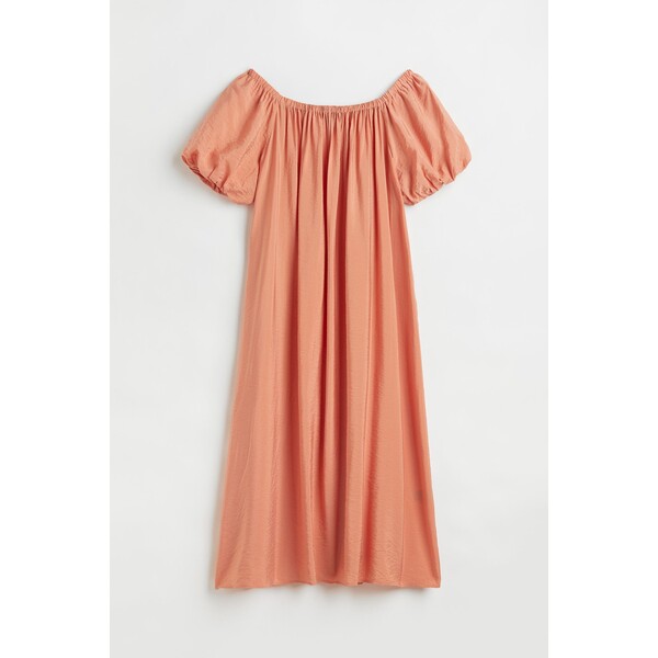 H&M Sukienka z odkrytymi ramionami - Krótki rekaw - Długa - -ONA 1081906002 Morelowy