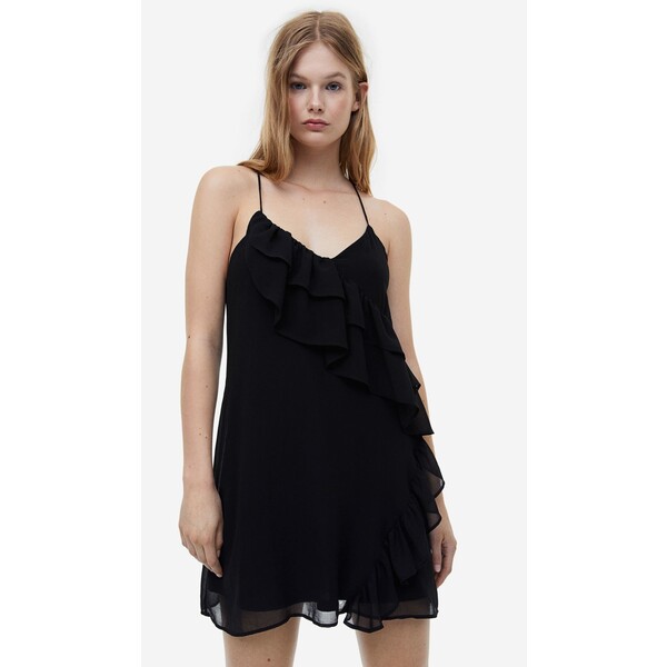 H&M Sukienka mini z falbaną - 1202793001 Czarny