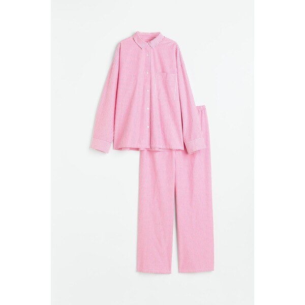 H&M Piżama z koszulą i spodniami - 1040956007 Różowy/Paski