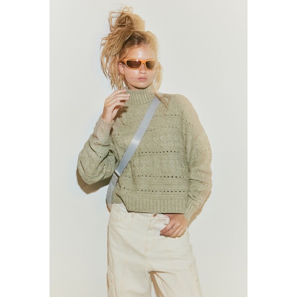 H&M Sweter z półgolfem - Półgolf - Długi rękaw - 1205233001 Jasna zieleń khaki