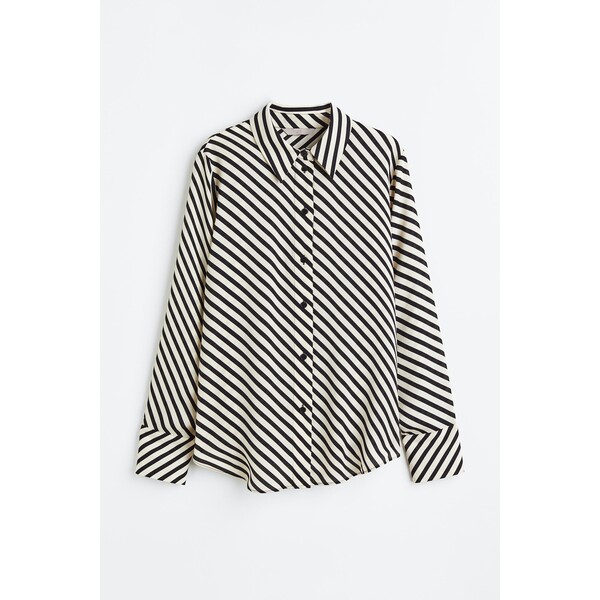 H&M Koszula ze spiczastym kołnierzykiem - Długi rękaw - Normalna długość - 1086131001 Biały/Paski