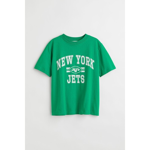 H&M T-shirt z motywem - Okrągły dekolt - Krótki rekaw - 0762470438 Zielony/NFL