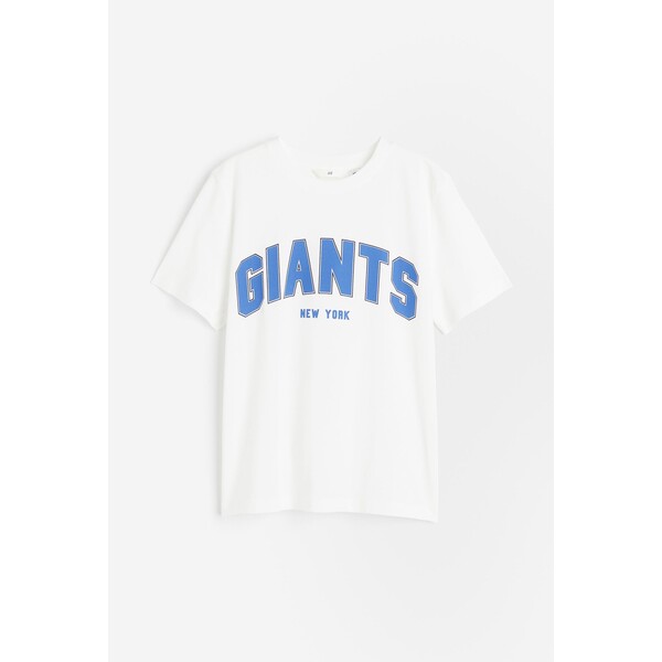 H&M T-shirt z motywem - Okrągły dekolt - Krótki rekaw - 0762470438 Biały/NFL