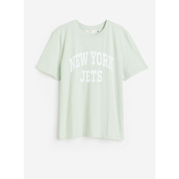 H&M T-shirt z motywem - Okrągły dekolt - Krótki rekaw - 0762470438 Jasnozielony/New York Jets