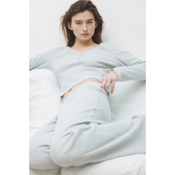 H&M Waflowa piżama - 1209403001 Jasnoszary melanż