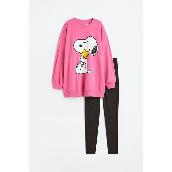 H&M Piżama z nadrukiem - 0920651037 Różowy/Snoopy