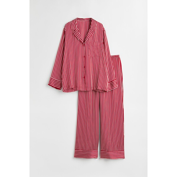 H&M Piżama z koszulą i spodniami - 1109164005 Czerwony/Paski