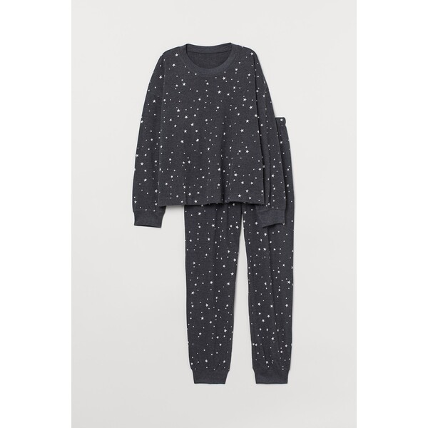 H&M Wzorzysta piżama z dżerseju - 0925124017 Ciemnoszary/Gwiazdy