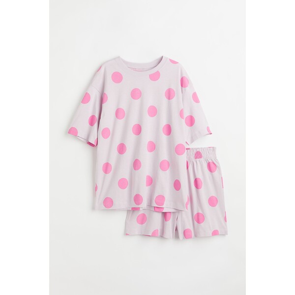 H&M Dżersejowa piżama - 0888331041 Różowy/Kropki