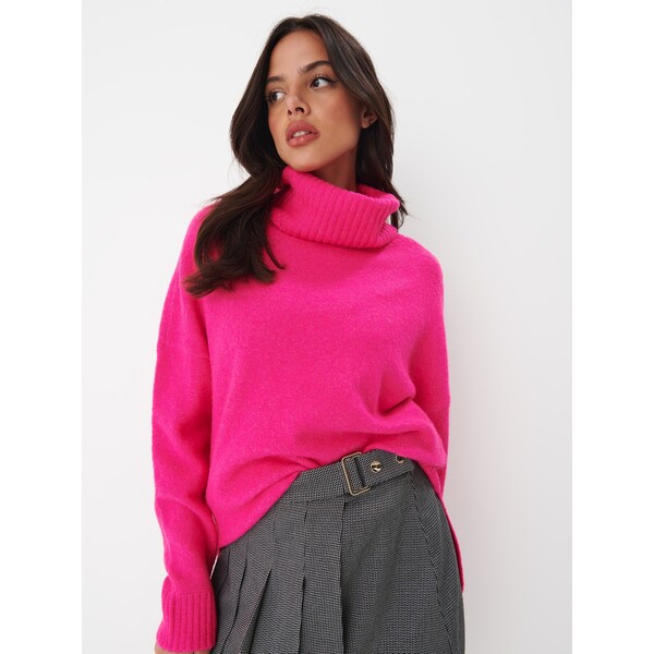 Mohito Różowy sweter oversize z golfem 7591W-43X