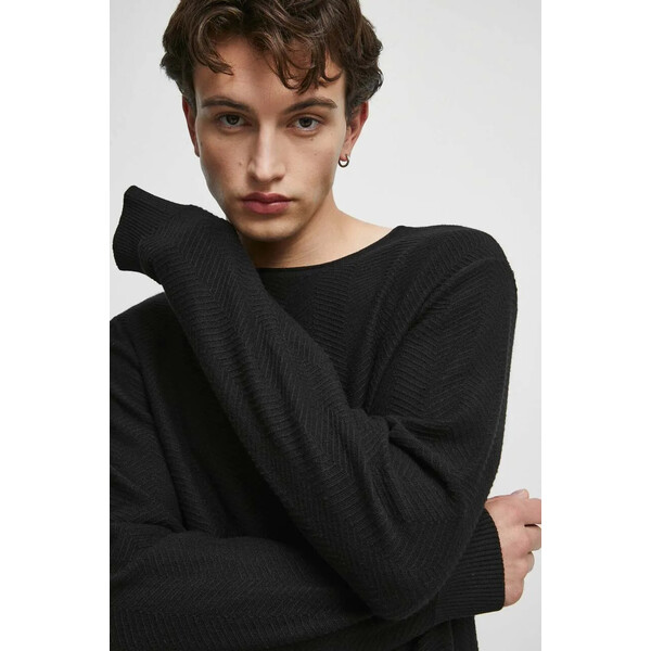 Medicine Sweter bawełniany męski z fakturą kolor czarny