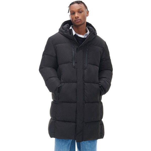 Cropp Długi czarny pikowany płaszcz 6980U-99X
