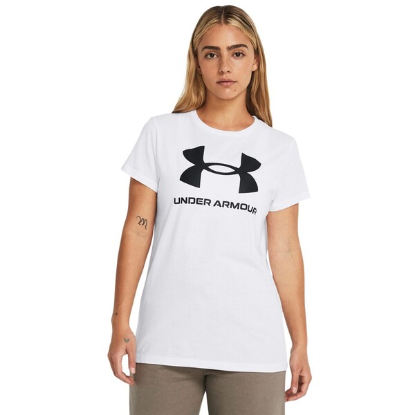 UNDER ARMOUR Damski t-shirt z nadrukiem Under Armour Sportstyle Logo SS - biały