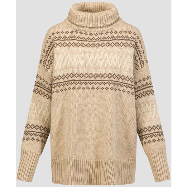 Beżowy sweter z golfem wełniany damski We Norwegians Setesdal 2092-2 2092-2