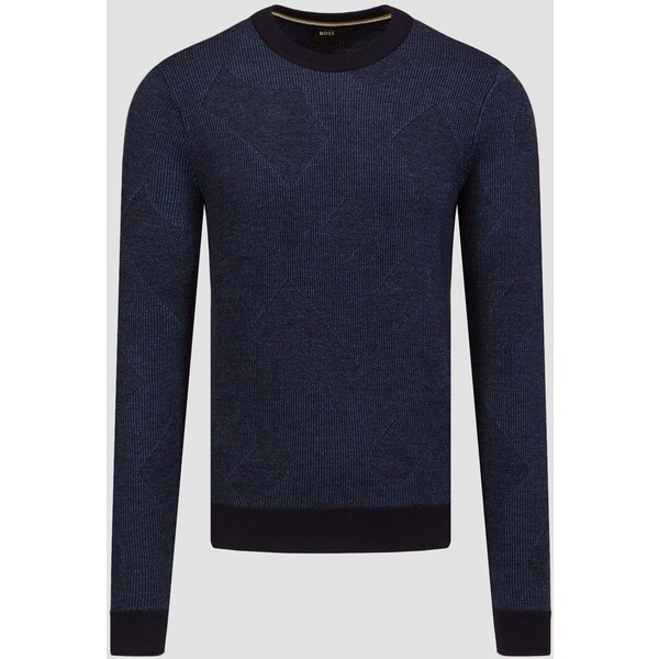 BOSS Granatowy sweter wełniany męski Hugo Boss Motivo 50500675-404 50500675-404