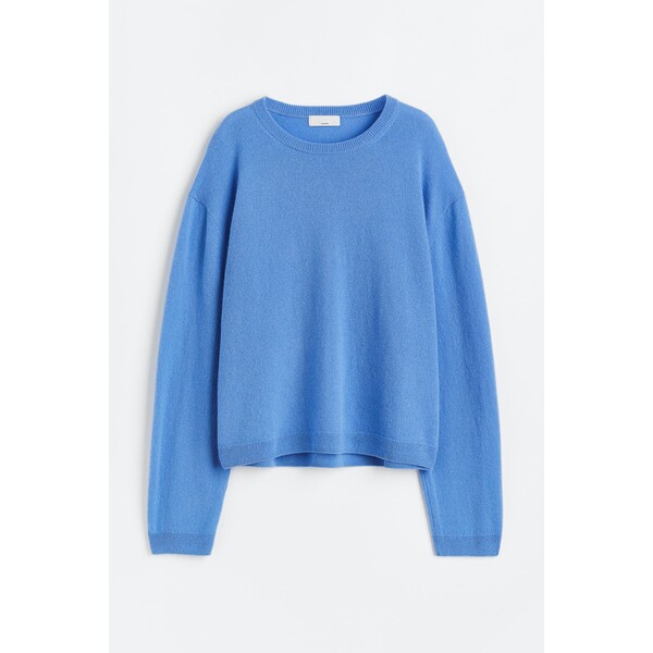 H&M Sweter kaszmirowy - Okrągły dekolt - Bardzo długi rękaw - 0951932031 Niebieski