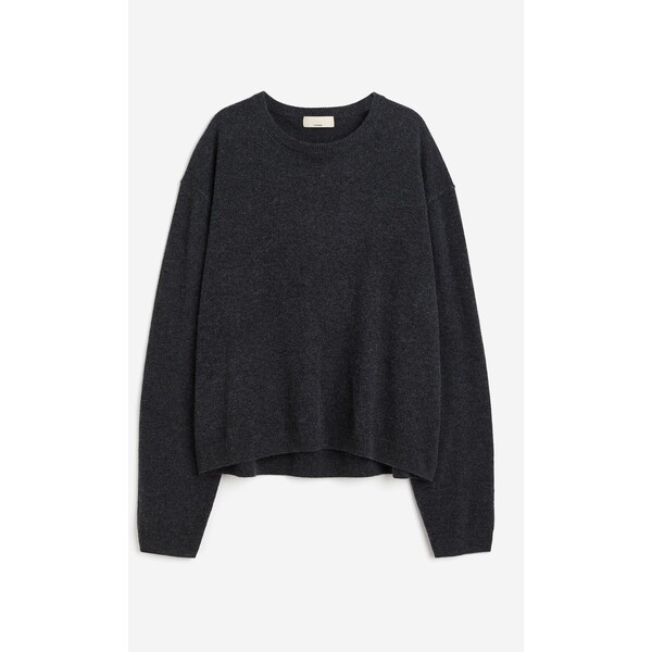 H&M Sweter kaszmirowy - Okrągły dekolt - Bardzo długi rękaw - 0951932031 Ciemnoszary