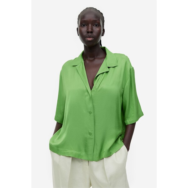 H&M Pudełkowa bluzka z wiskozy - 1131902001 Zielony