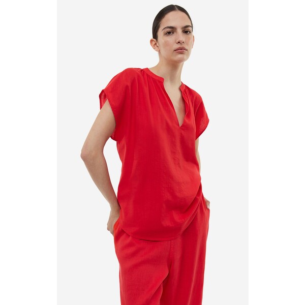 H&M Bluzka z dekoltem w serek - 1033497009 Czerwony